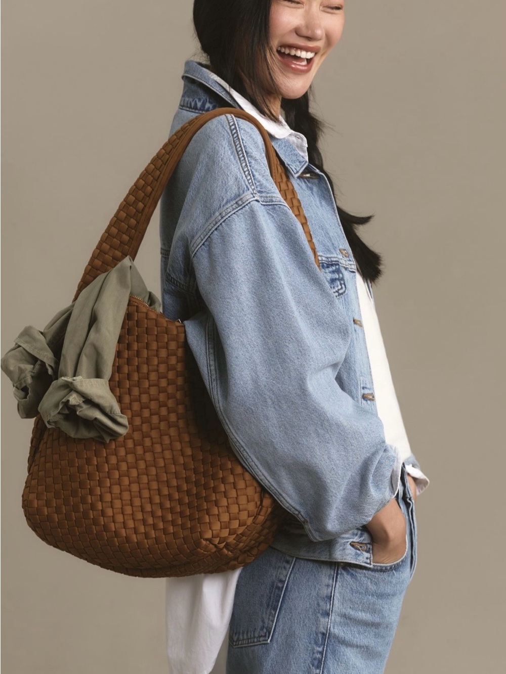 Anthropologie Woven Shoulder Tote Bag - Brown